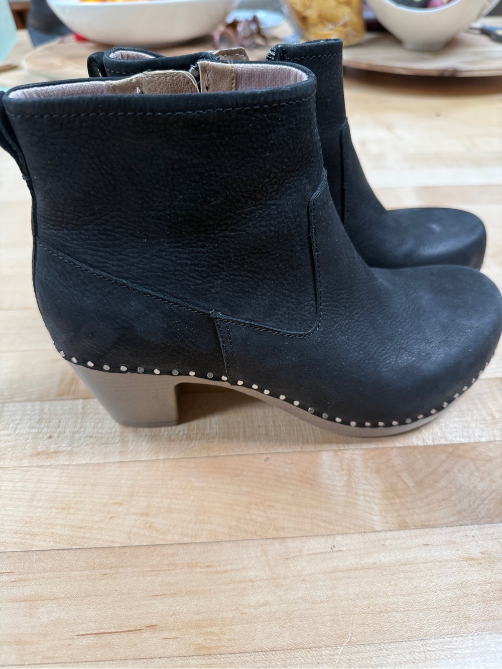 Dansko Black Leather Stud-Trim Ankle Booties